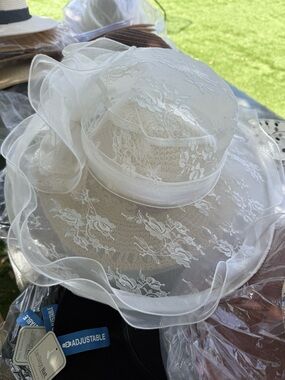 San Diego Hat Company White Lace Wide-Brim Decorative Church Hat